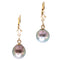 Boucles d'oreilles Dormeuses en or jaune, perles de Tahiti 58 Facettes