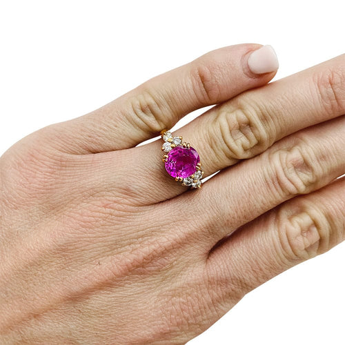 Bague 50 Bague en or rose saphir rose 2,84 carats, diamants. 58 Facettes 31031
