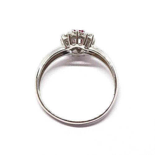 Bague Bague marguerite rubis diamants or blanc 58 Facettes