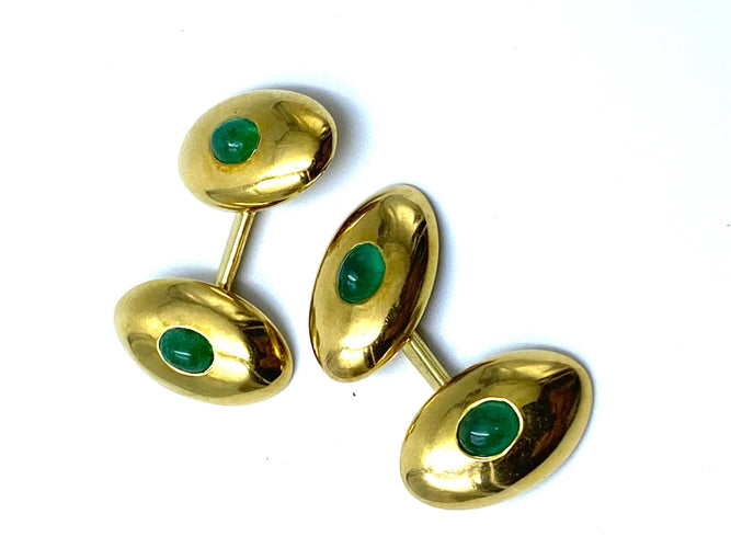 Boutons de manchette Boutons de manchette émeraudes cabochon 58 Facettes