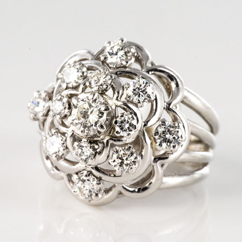 Bague 48 Bague rétro diamants fils d'or blanc Jean Eté 58 Facettes 20-319-48