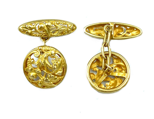 Boutons de manchette Boutons de manchette Art Nouveau or jaune 58 Facettes