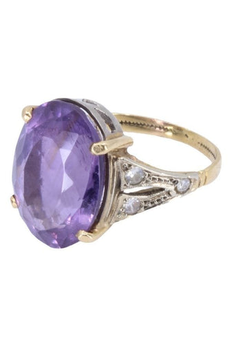 Bague 49 BAGUE ANCIENNE AMÉTHYSTE ET DIAMANTS 58 Facettes 068531