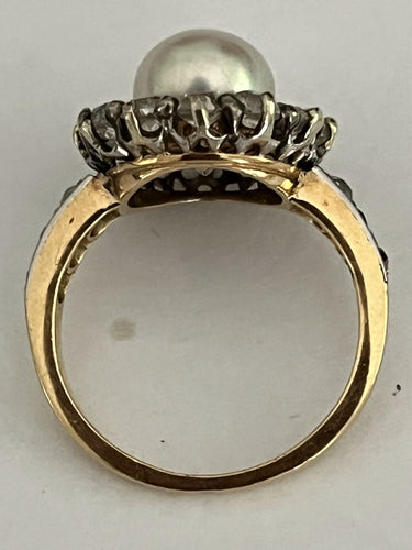 Bague 54 Bague Or Jaune et Gris Perle Diamants 58 Facettes LOT 4493