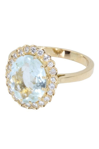 Bague 56 BAGUE MARGUERITE AIGUE-MARINE ET DIAMANTS 58 Facettes 058791