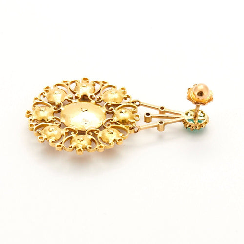 Boucles d'oreilles Pendants d'oreilles Rosaces Emeraudes Diamants 58 Facettes