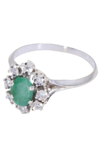 Bague 56 Bague Marguerite Or jaune Emeraude Diamants 58 Facettes 080441