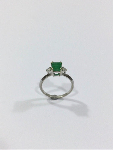 Bague 53 Bague Or Blanc Diamants Et émeraude 58 Facettes