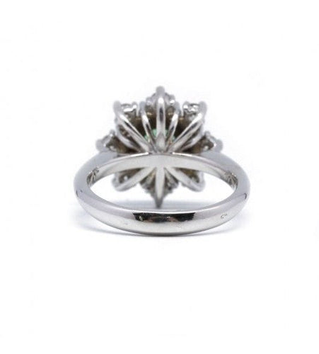 Bague 50 / Blanc/Gris / Or 750 Bague Marguerite Diamants Emeraude 58 Facettes 220019R