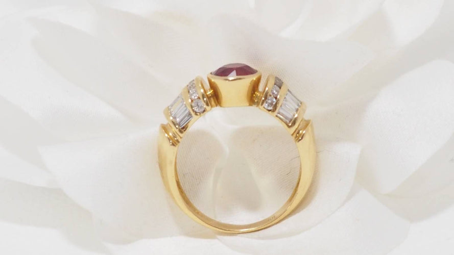 Bague 53.5 Bague jonc rubis naturel & diamants 58 Facettes 32276