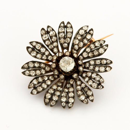 Broche Broche Fleur Diamants 58 Facettes