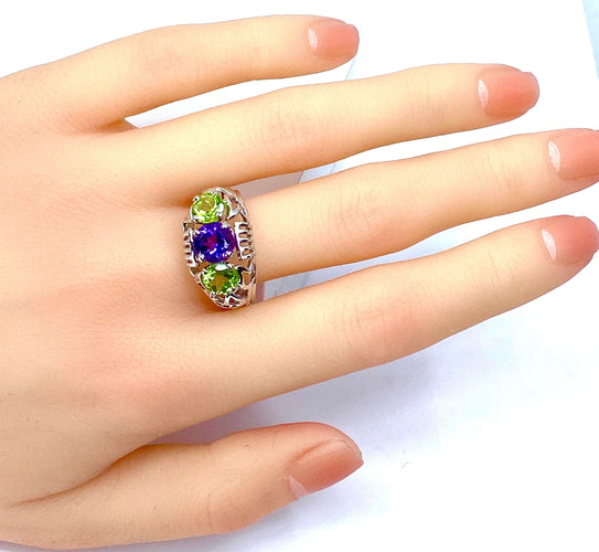 Bague Bague péridots et améthyste 58 Facettes AB247