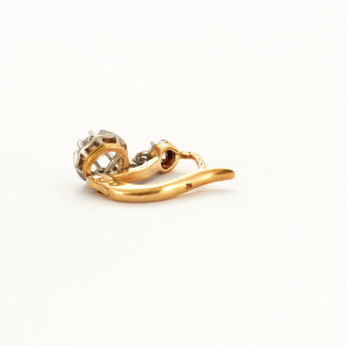 Boucles d'oreilles Dormeuses diamants or jaune et platine 58 Facettes