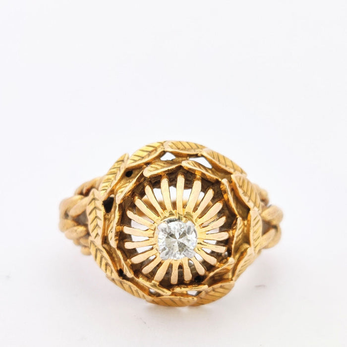 Bague Bague dôme motifs floraux en or jaune et diamant 58 Facettes 5619