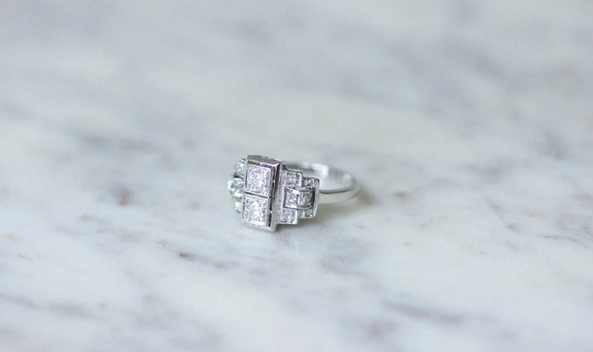 Bague Bague Art Déco diamants sur platine 58 Facettes