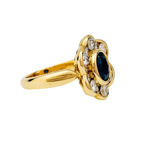 Bague 55 Bague fleur en or jaune, saphir et diamants. 58 Facettes 30884