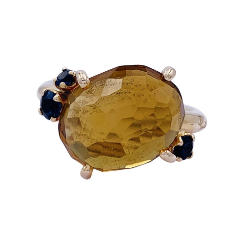 Bague 52 Pomellato - bague Bahia, or rose, citrine, saphirs. 58 Facettes 32499