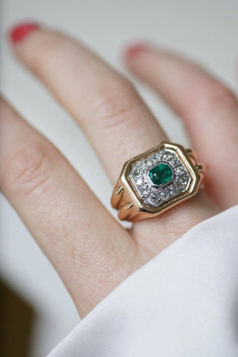 Bague 58 Bague Tank émeraude colombienne et diamants 58 Facettes