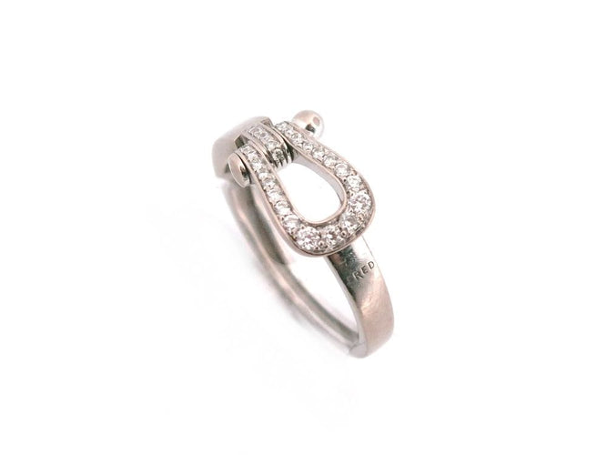 Bague 56 bague FRED force 10 mm 4b0379 taille 56 or blanc 18k & diamants 0.2ct 58 Facettes 253861