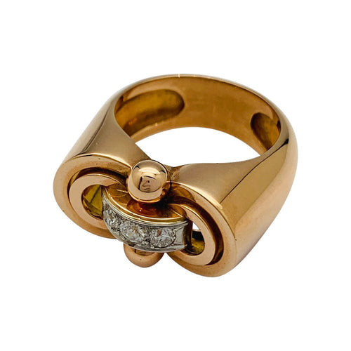 Bague 57 Bague tank or rose, blanc et diamants. 58 Facettes 31900