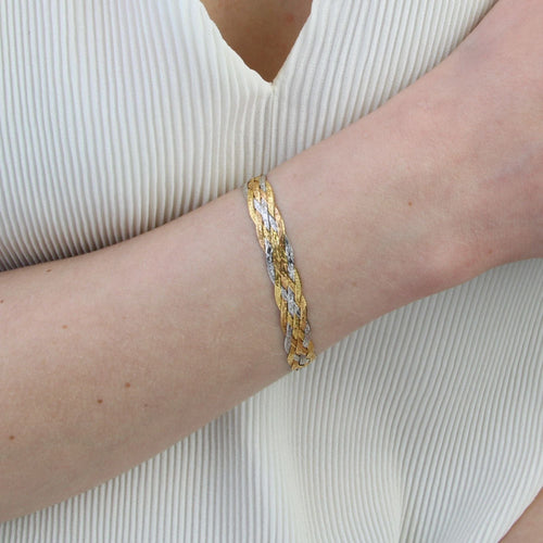 Bracelet Bracelet plat tresse 3 ors 58 Facettes CVBR41