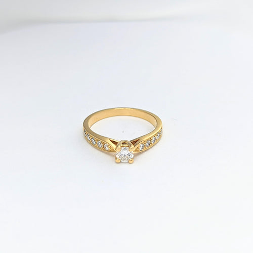 Bague Solitaire en or jaune et diamants 58 Facettes 20620
