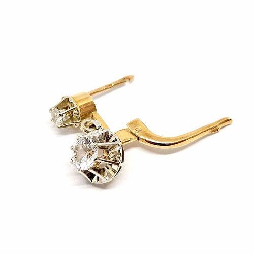 Boucles d'oreilles Boucles d'oreilles vintage saphirs blancs or jaune 58 Facettes