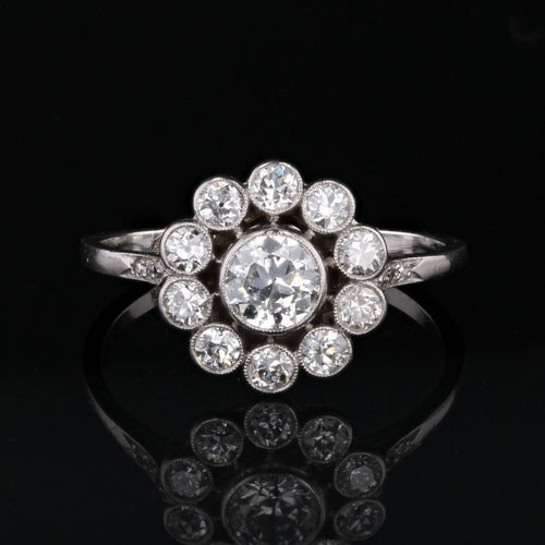 Bague 59 Bague ancienne fleur de diamants 58 Facettes 22-585