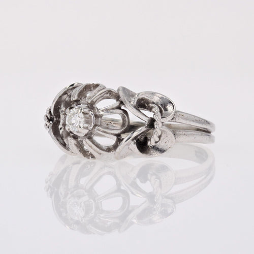 Bague 54 Bague vintage or blanc saphir blanc solitaire 58 Facettes 20-179B