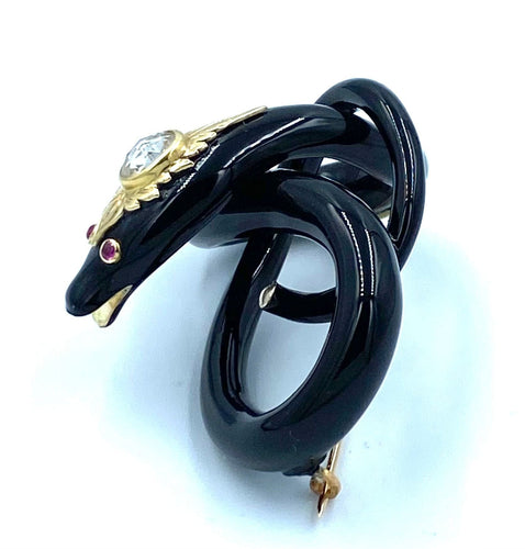 Broche Broche 19ème, or jaune, émail et diamant 58 Facettes