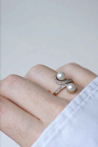 Bague Bague Toi et Moi perles et diamants 58 Facettes