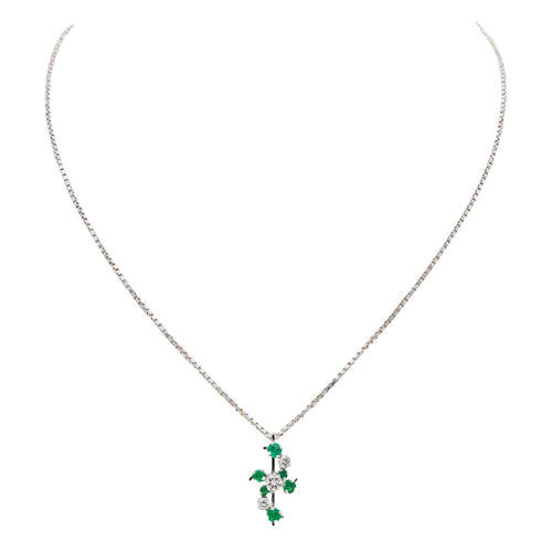 Collier Collier Pendentif Or Blanc Emeraude 58 Facettes 2601197CN