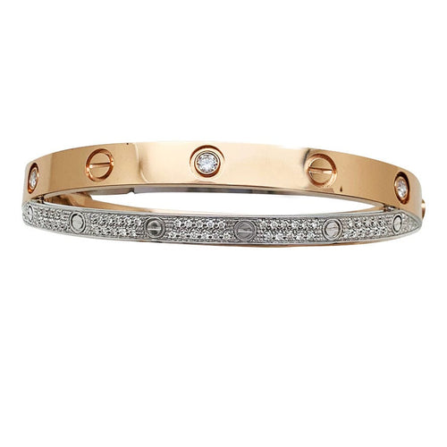 Bracelet Bracelet Cartier, "Love Pavé", or rose et blanc, diamants. 58 Facettes 30999