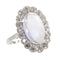 Bague 55 Bague en platine, diamant & pierre de lune 58 Facettes 19312-0202
