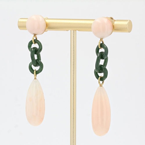 Boucles d'oreilles Boucles d'oreilles corail peau d'ange et jade 58 Facettes 22-194
