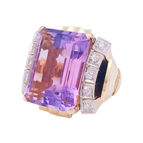 Bague 53 Bague Tank en or rose, améthyste, diamants. 58 Facettes 31369