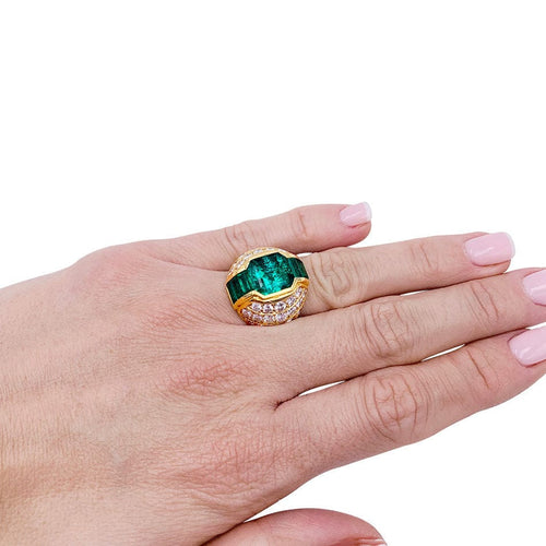 Bague 52 Bague dôme émeraudes, diamants. 58 Facettes 32436