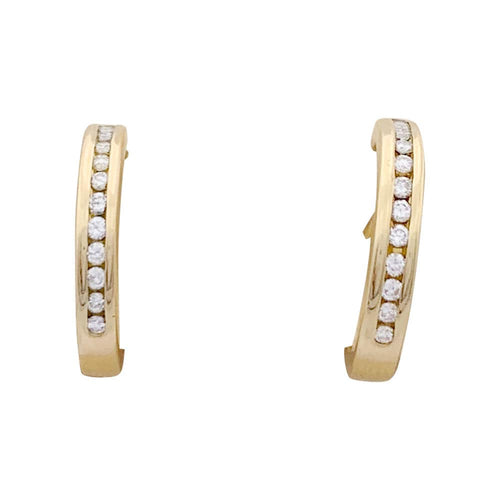 Boucles d'oreilles Paire de créoles or jaune, diamants. 58 Facettes 33523