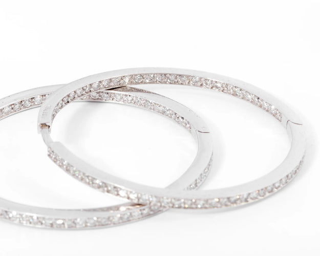 Boucles d'oreilles Créoles en or gris, diamants 58 Facettes