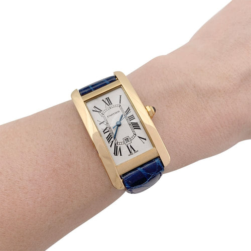 Montre Montre Cartier, "Tank Américaine", or jaune. 58 Facettes 32141