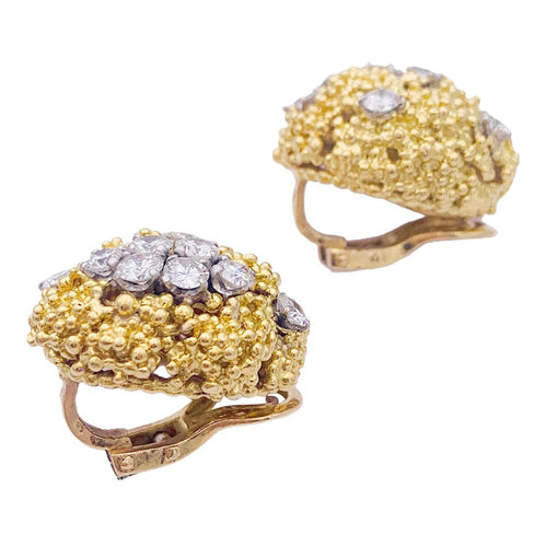 Boucles d'oreilles Boucles d'oreilles vintage Boucheron, or jaune, platine et diamants. 58 Facettes 32907