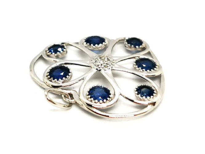 Collier Pendentif Coeur Or blanc Saphir 58 Facettes 1599641CN