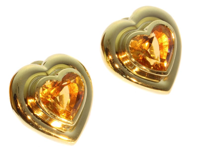 Boucles d'oreilles Tiffany & Co - Clips d'oreilles en forme de cœur en citrine 58 Facettes 17342-0283