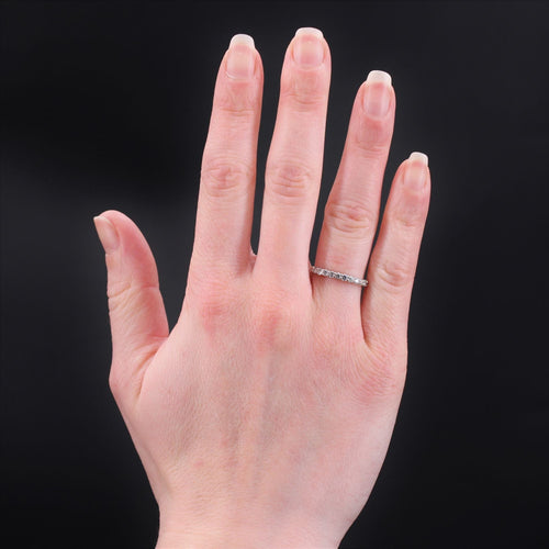 Bague 55 Demi alliance fine diamants or blanc 58 Facettes 22-457A