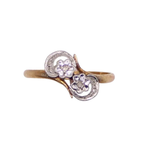 Bague Bague Art Déco Motif volutes Toi et Moi diamants taille rose 58 Facettes