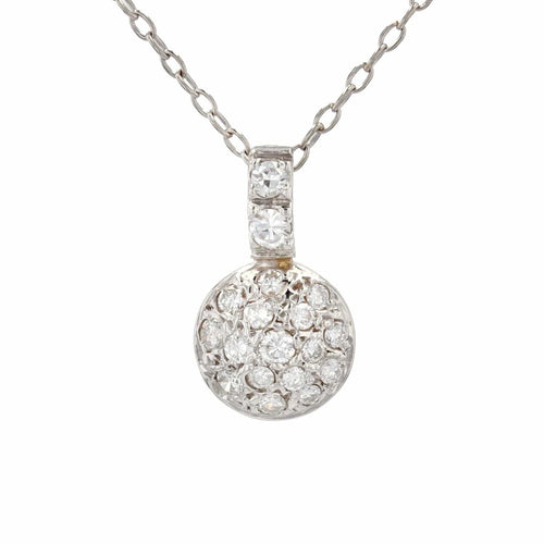Pendentif Pendentif or blanc diamants et sa chaine 58 Facettes 22-401A