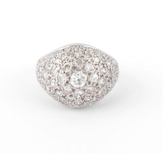 Bague Bague dôme en platine et diamants 58 Facettes