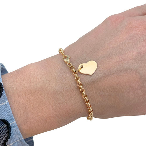 Bracelet Bracelet or jaune, maille jaseron, breloque coeur. 58 Facettes 31350