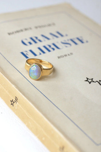 Bague Bague or et opale cabochon 58 Facettes