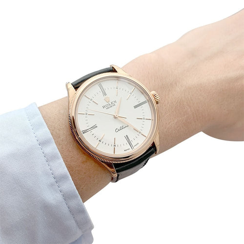 Montre Montre Rolex, "Cellini", or rose, cuir. 58 Facettes 32065